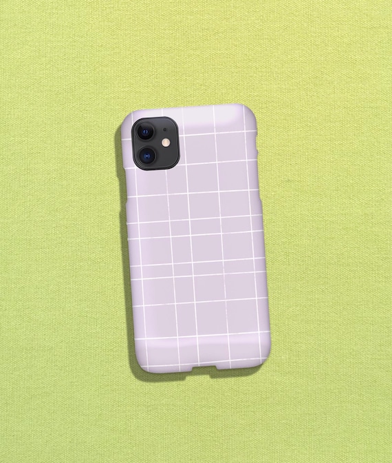 Lavender Plaid Glossy Phone Case Cover for iPhone Android Slim Protective Stylish Phone Case Cover Gift