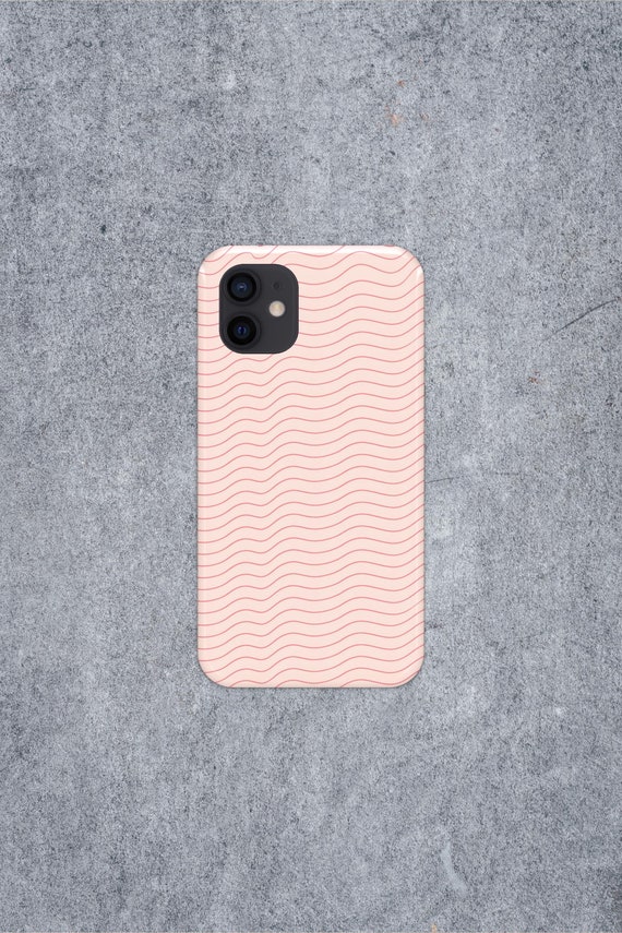 Pink Waves Glossy Phone Case Cover for iPhone Android Slim Protective Stylish Phone Case Cover Gift