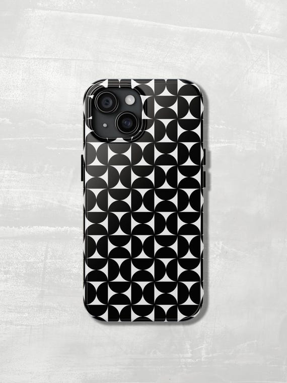 Bold Black & White Geometric IPhone Case — Choose Tough or Slim