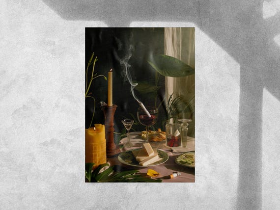 Ethereal Dinner,Still Life Poster Premium Mat Paper