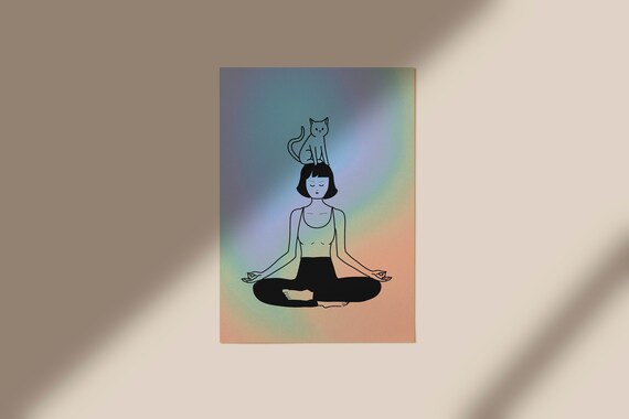 Zen Cat, Digital Print Download,Modern Wall Decor,Printable Wall Art