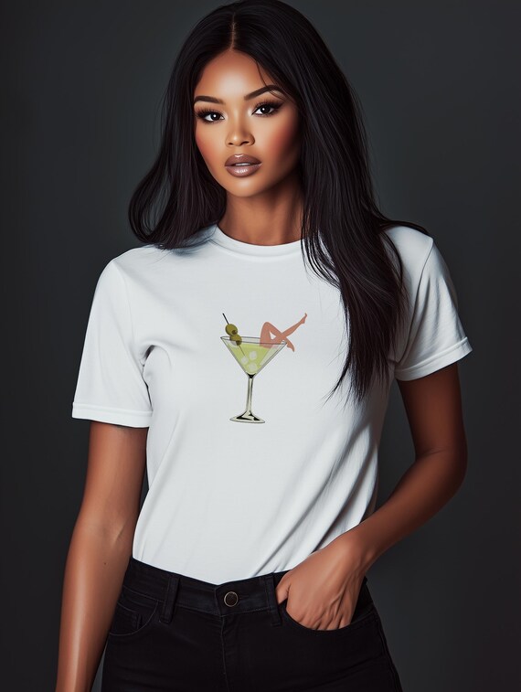 Chic Martini Glass T-Shirt for Women | Fun & Casual Gift