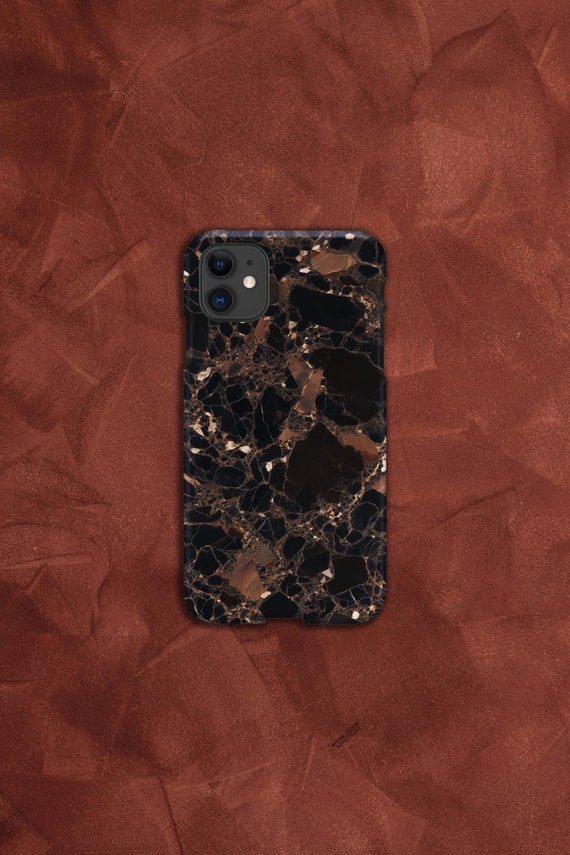 Brown Marble Texture Glossy Phone Case Cover for iPhone Android Slim Protective Stylish Phone Case Cover Gift