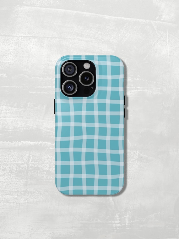 Funky Blue Check Pattern IPhone Case — Choose Tough or Slim