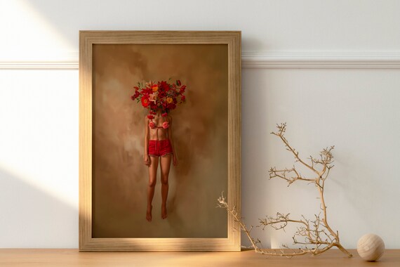 Blossom in Red,Digital Print Download,Modern Wall Decor,Printable Wall Art