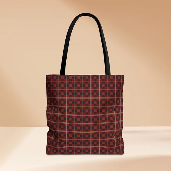 Dark Red Plaid Tote Bag – Classic & Cozy Everyday Carryall