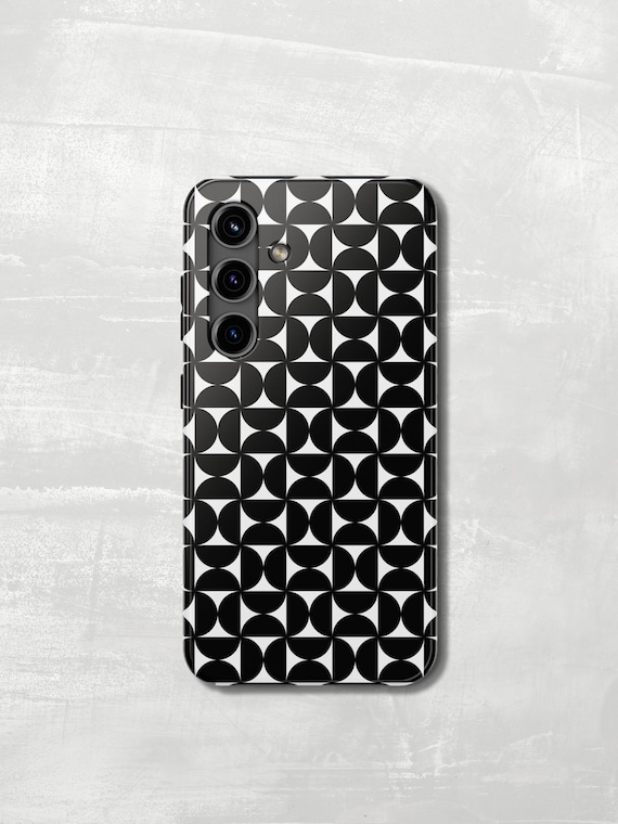 Bold Black & White Geometric Samsung Phone Case — Choose Tough or Slim