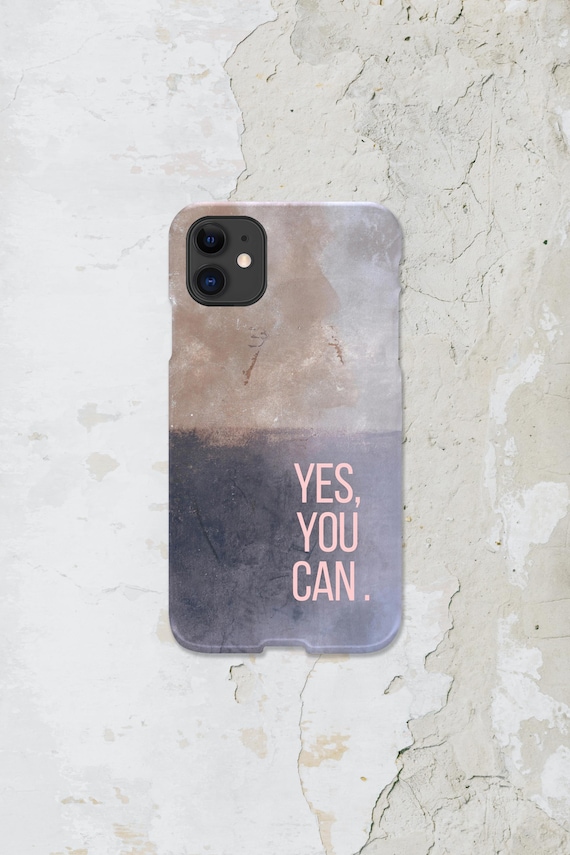 Yes You Can Inspirational Quote Glossy Phone Case Cover for iPhone Android Slim Protective Stylish Phone Case Cover Gift