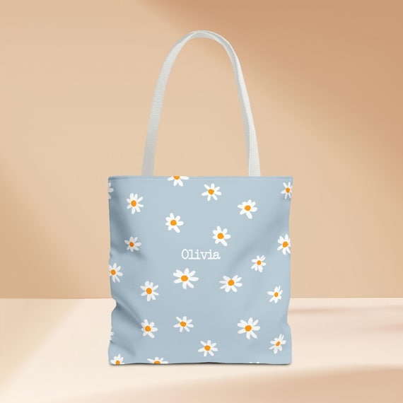 Daisies Tote Bag Customizable- Floral Design, Flower Lover Gift, Reusable Grocery Bag, Botanical Print, Eco-Friendly Shopping Tote