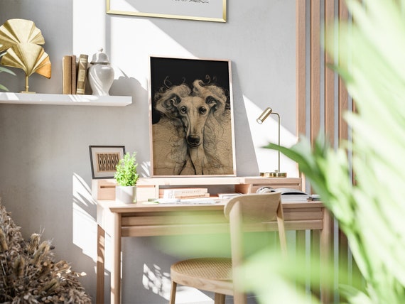 Greyhound Portrait,Digital Print Download,Modern Wall Decor,Printable Wall Art