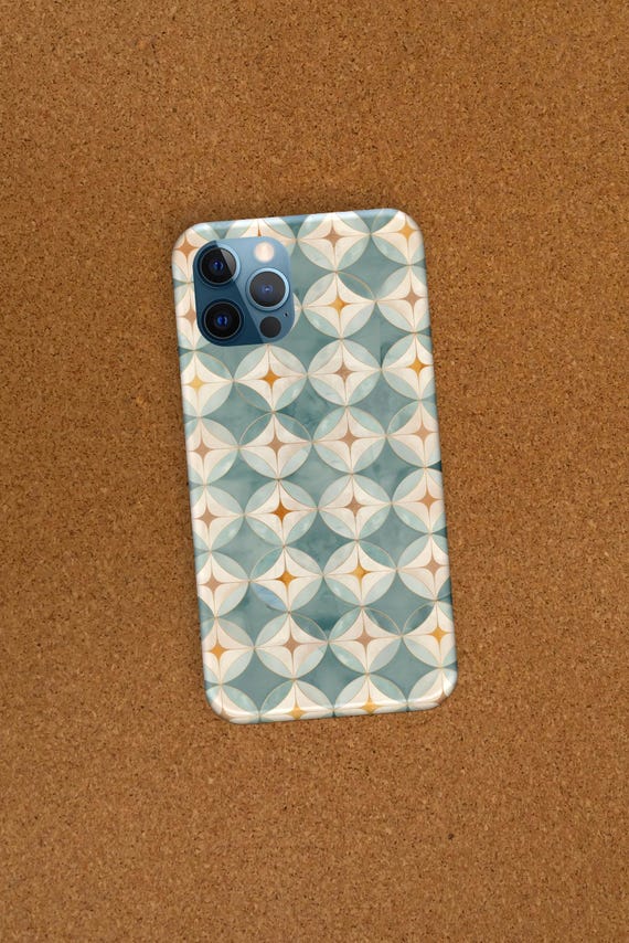 Retro Mosaic Tiles Glossy Phone Case Cover for iPhone Android Slim Protective Stylish Phone Case Cover Gift