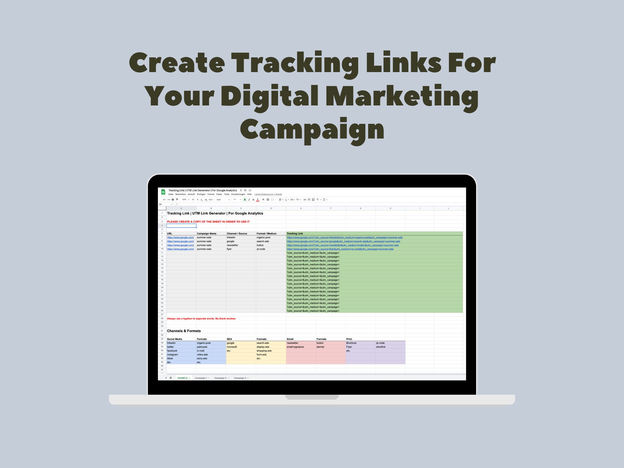 Tracking Links for Google Analytics UTM Link Generator in Google Sheet ...