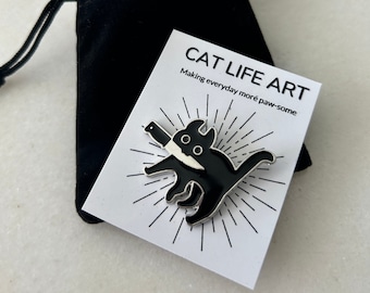 Black Cat with Blade Pin - Gift bag available!