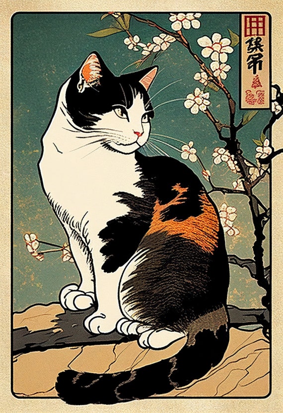 Ukiyo-e Cat Art Print: Japanese Wall Poster (digital Download) - Etsy