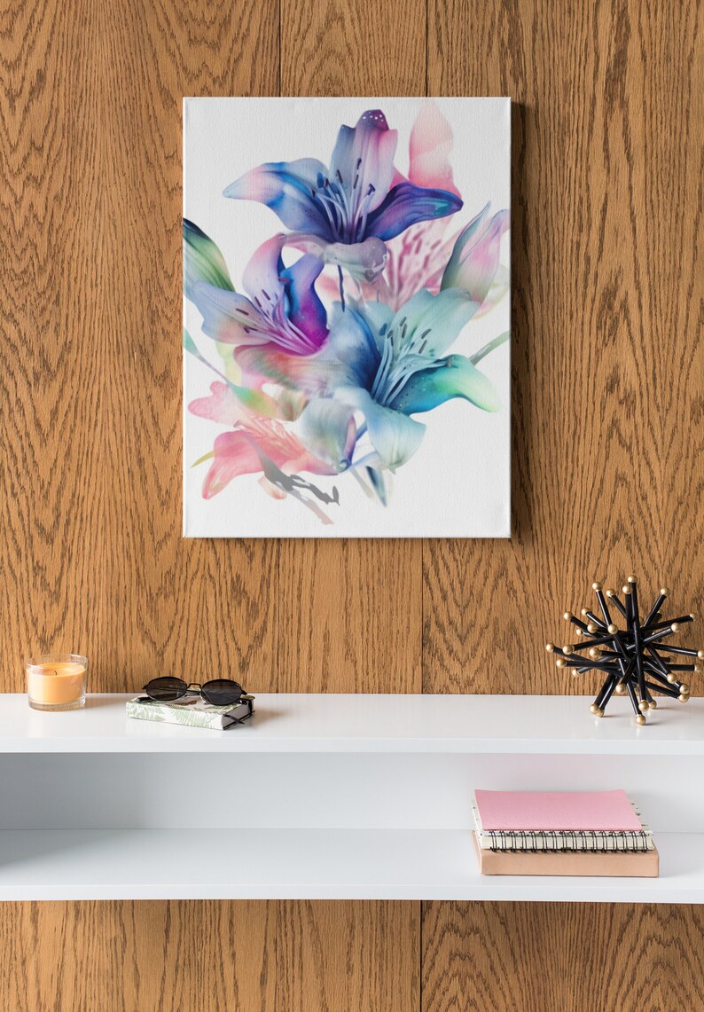Watercolor Stargazer Lily Wall Art Set of 3 Etsy