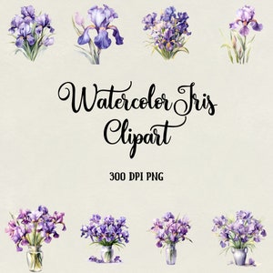 Watercolor Iris Clipart | PNG | Commercial Use