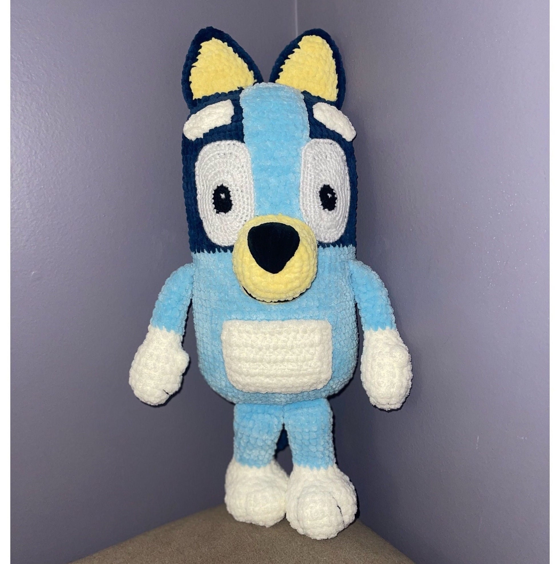 Bingo From Bluey Velvet Crochet Handmade Stuffed Animal Made in USA 