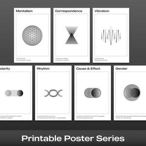 7 Hermetic Principles - Minimalist Printable Wall Poster Series - 7 Print Set