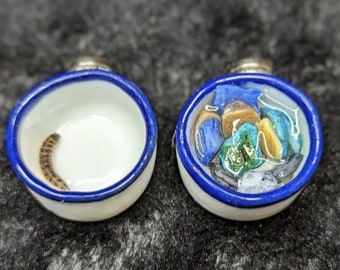 Set of TWO ceramic feeder dishes