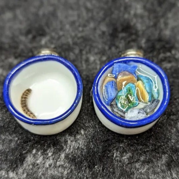 Set of TWO ceramic feeder dishes