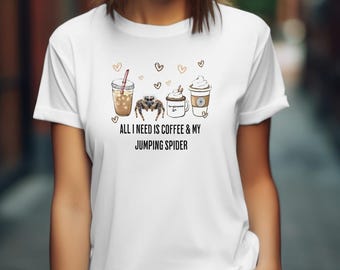 Jumping Spider T-Shirt, Coffee & Jumping Spiders, Unisex Athletic Fit