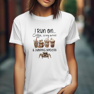 Coffee, scary movies & jumping spiders Unisex t-shirt