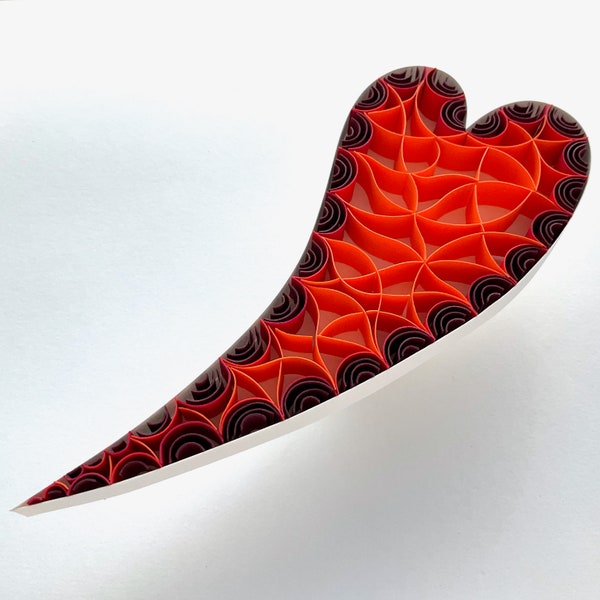 Wired Heart, Paper Quilling Art, 3D Heart, 3D Papercraft, Quilled Heart, Heart Ornament, Apartment Decoration, 3D Wall Art, 3D Artwork