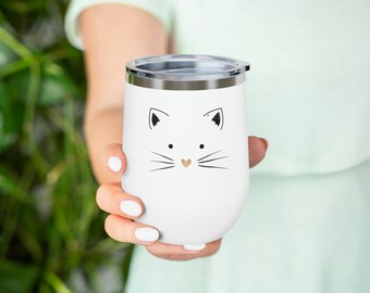 Cat Face 12oz geïsoleerde wijntrommel