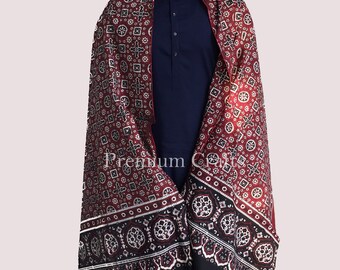 Original Hand Block Printed Sindhi Ajrak - Single Paat