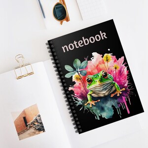 Whimsical Frog Notebook, Colorful Journaling Ruled Line, Eco-Friendly Stationery, Gift for Nature Lovers, Cute Office Supplies, Spiral