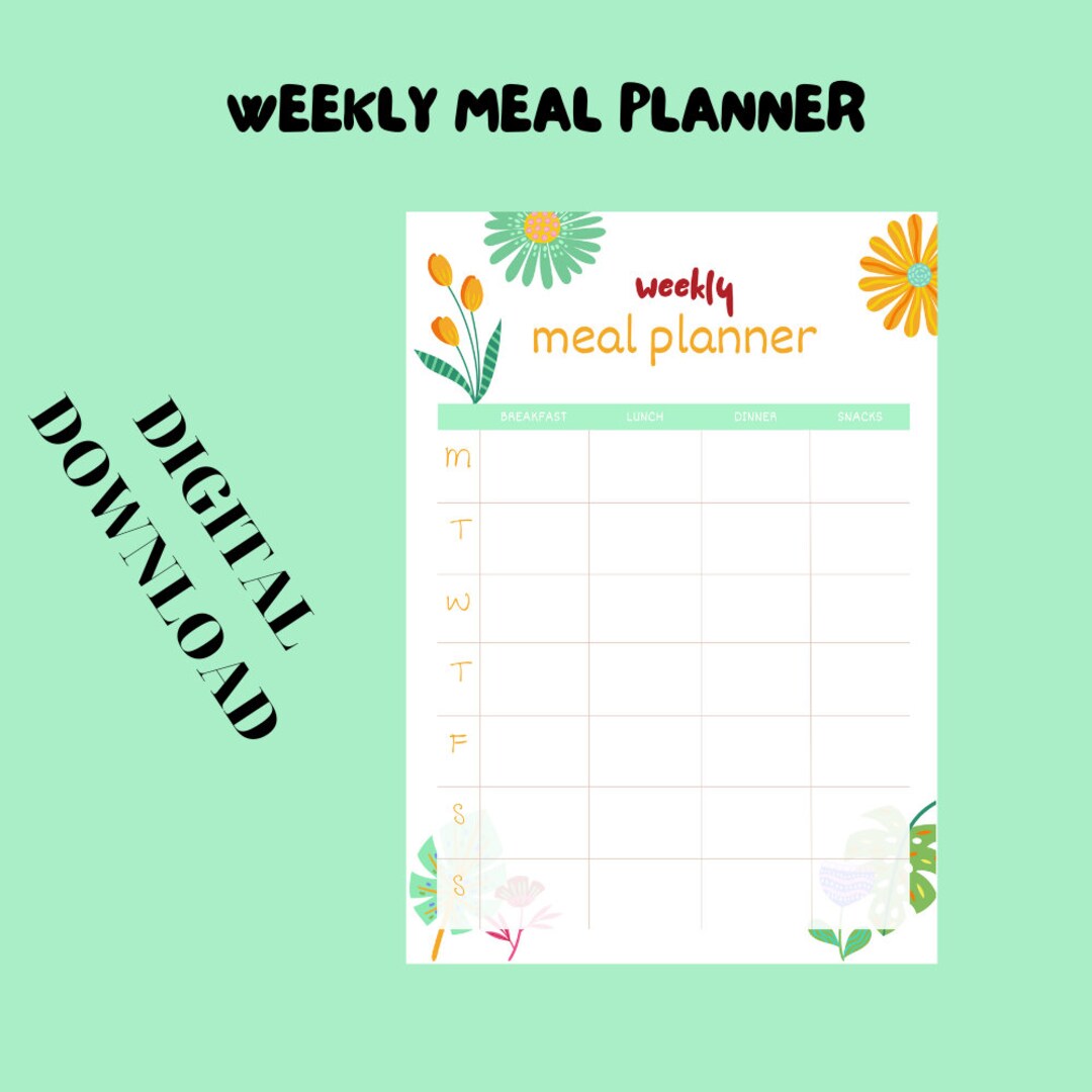 Printable Weekly Meal Planner: Minimalist A4 Schedule (digital Download ...