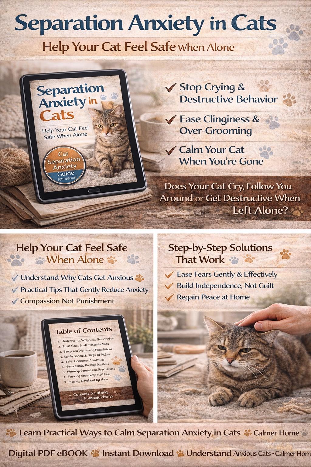 Separation Anxiety in Cats: Help Your Cat Feel Safe When Alone - Etsy ...