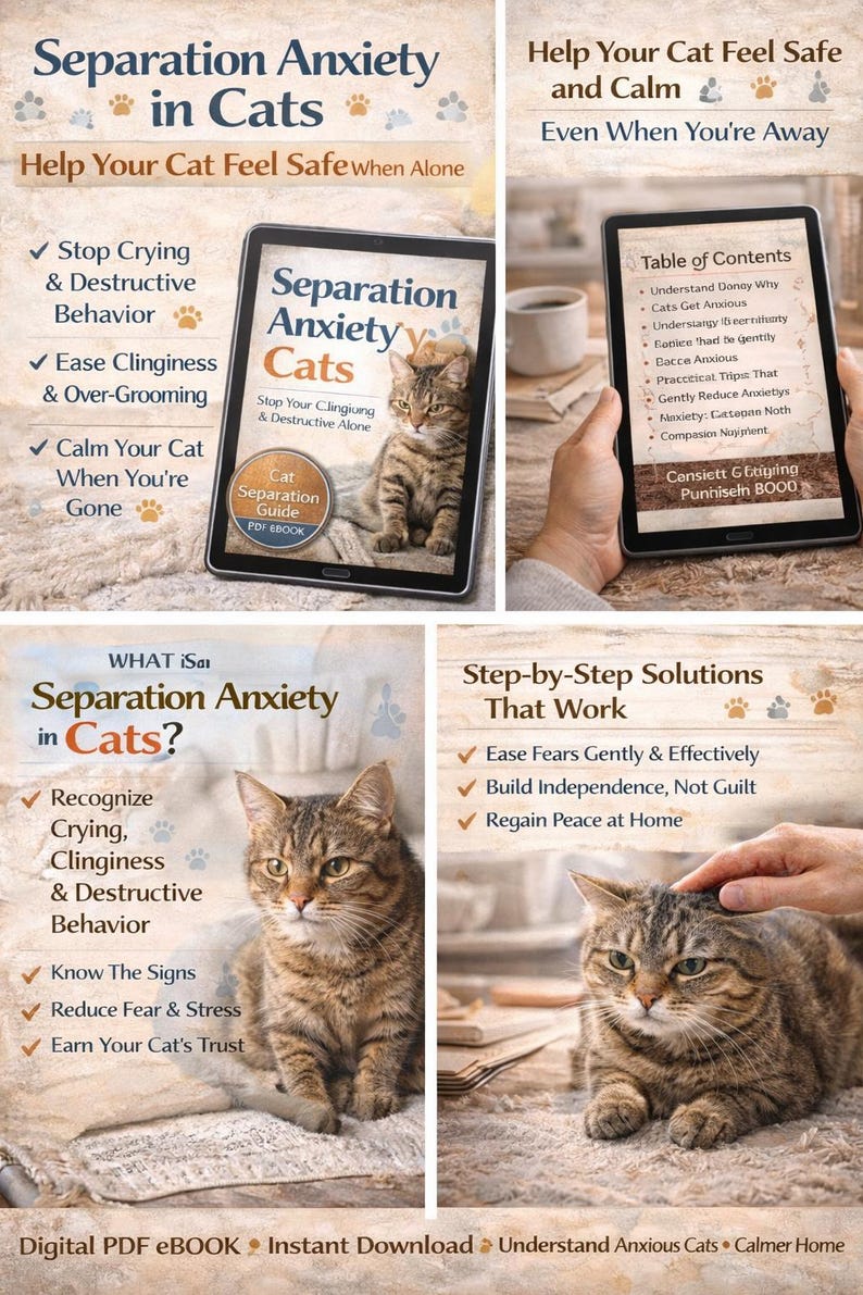 Separation Anxiety in Cats: Help Your Cat Feel Safe When Alone - Etsy ...
