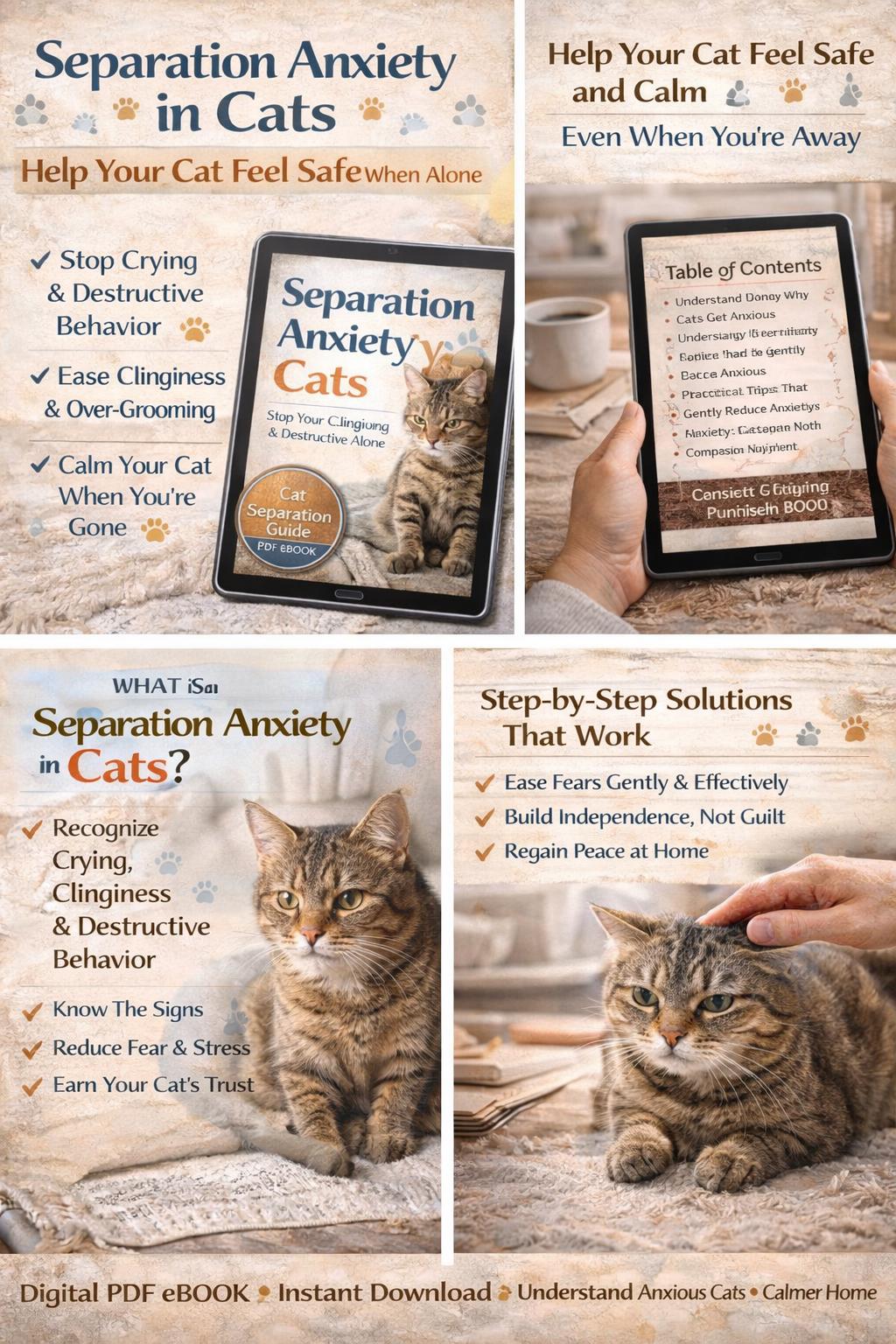 Separation Anxiety in Cats: Help Your Cat Feel Safe When Alone - Etsy ...