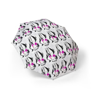 Stylish Semi-Automatic Foldable Umbrella, Chic Rain Gear, Floral Design Umbrella, Compact Travel Umbrella, Gift for Her