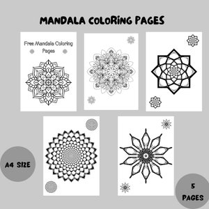 Mandala coloring pages | 5 pages | Adult Coloring Book | PDF | Printable Coloring Pages | Digital Instant Download | Stress Relief Clean