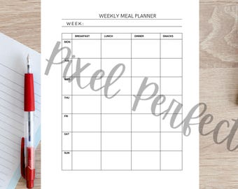 Minimalist Weekly Meal Planner Page Letter A4