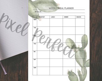 Cacti Weekly Meal Planner Page Letter A4