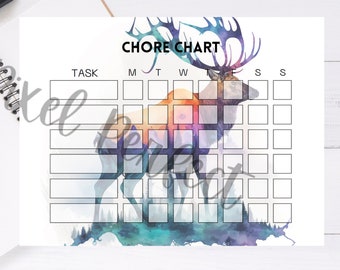 Elk Chore Chart Kids Printable Chore Chart Letter and A4