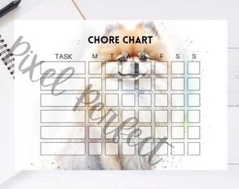 White Pomeranian Chore Chart Kids Printable Chore Chart Letter and A4