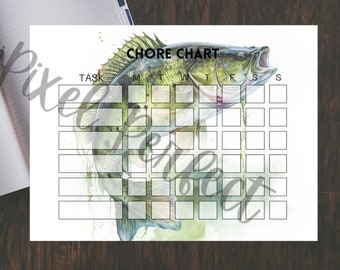 Bass Chore Chart Kids Printable Chore Chart Letter and A4