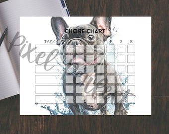 Frenchie Chore Chart Kids Printable Chore Chart Letter and A4