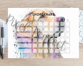 Golden Retriever Chore Chart Kids Printable Chore Chart Letter and A4