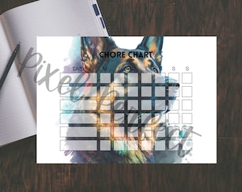 German Shepherd Chore Chart Kids Printable Chore Chart Letter and A4
