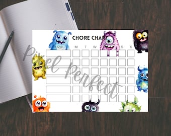 Monster Chore Chart 1 Kids Printable Chore Chart Letter and A4