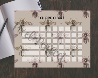 Bees Chore Chart Kids Printable Chore Chart Letter and A4