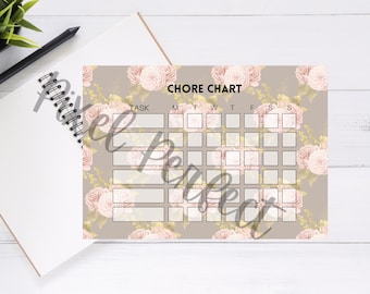 Vintage Florals Chore Chart Kids Printable Chore Chart Letter and A4