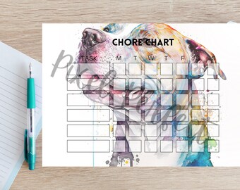 Pitbull Chore Chart Kids Printable Chore Chart Letter and A4
