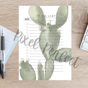 Planificador de listas de tareas con cactus, página tamaño carta, tamaño A4