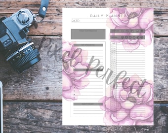 Peony Daily and Weekly Printable Planner Page Bundle Letter A4
